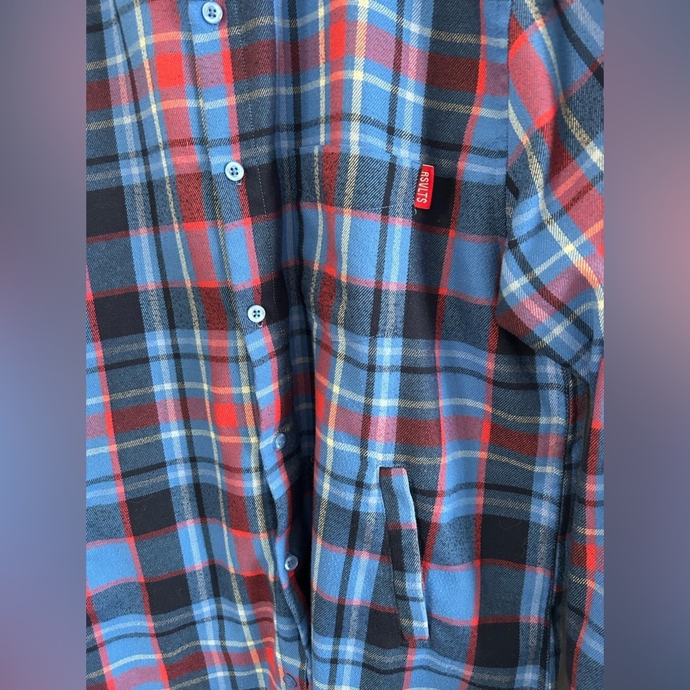 RSVLTS Blue and Red Plaid Flannel Shirt Jacket - Picture 5 of 5